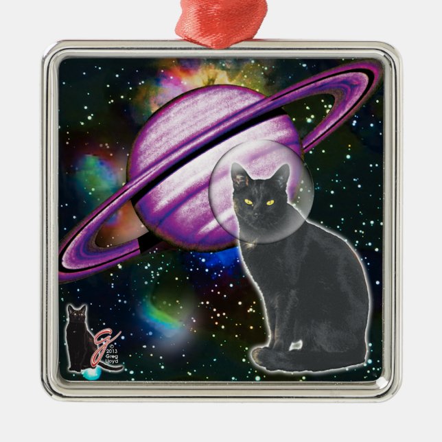 Metal Ornamento Cosmo de Cat Espacial (Frente)