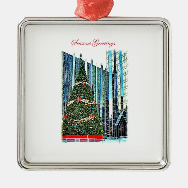 Metal Ornamento da árvore de Natal de Pittsburgh (Frente)