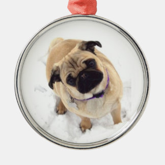 Metal Ornamento da árvore de Natal do Pug