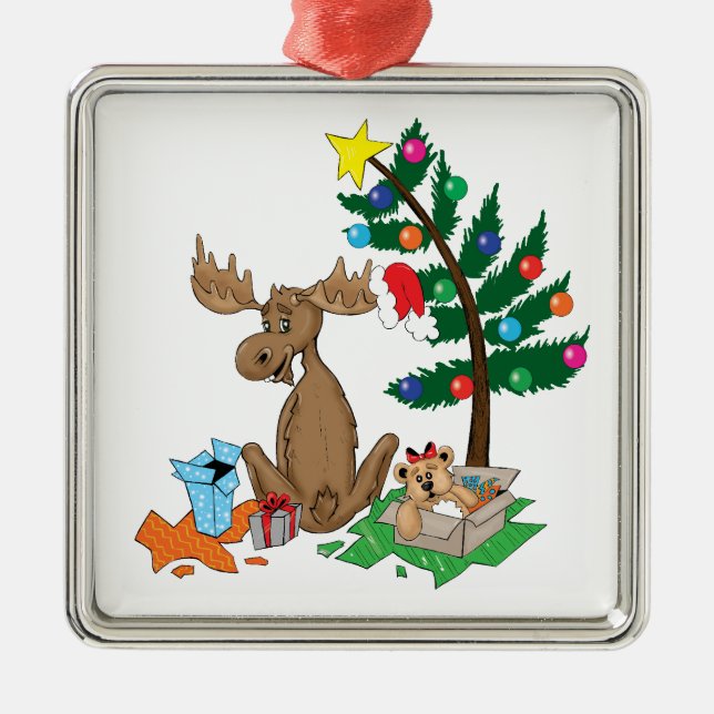 Metal Ornamento da árvore de Natal dos alces (Frente)