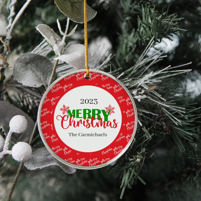 Metal Ornamento da Ronda de Natal Festivo Vermelho Verde (Criador carregado)