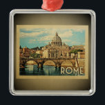 Metal Ornamento da Viagens vintage na Itália de Roma<br><div class="desc">Um ornamento legal estilo Roma com a Basílica de Rua Peter.</div>