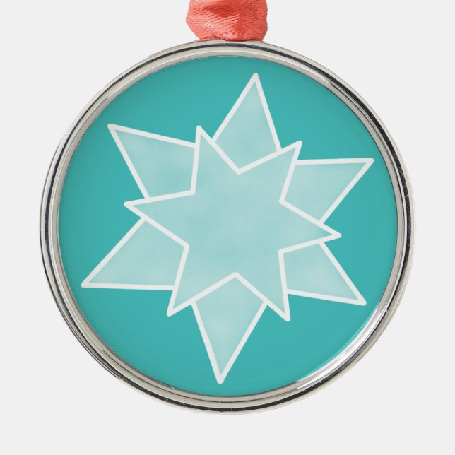 Metal Ornamento das Estrelas de Natal, Turquesa (Frente)