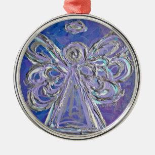 Metal Ornamento de Anjo Prateado