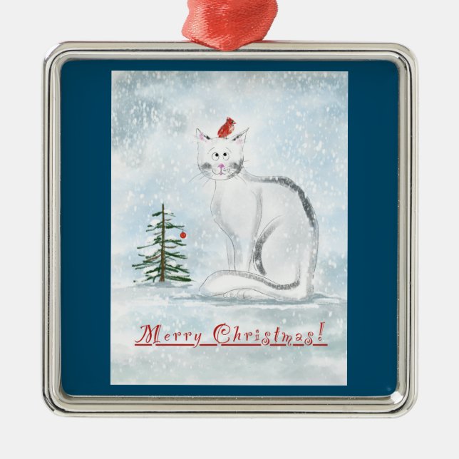 Metal Ornamento de Árvore de Gato de Natal (Frente)