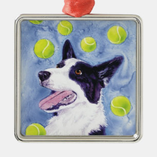 Metal Ornamento de Borda Collie - "Dourado de Magpie"