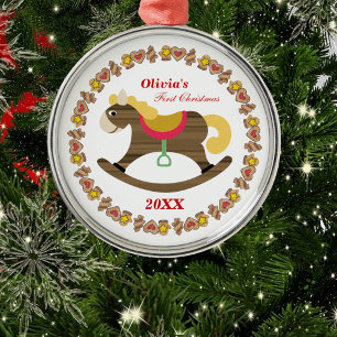 Metal Ornamento de Cavalo de Fogueira do Primeiro Natal 