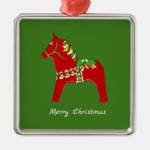 Metal Ornamento de Cavalo Red Dala