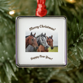 Metal Ornamento de Cavalos Cerâmicos Natal