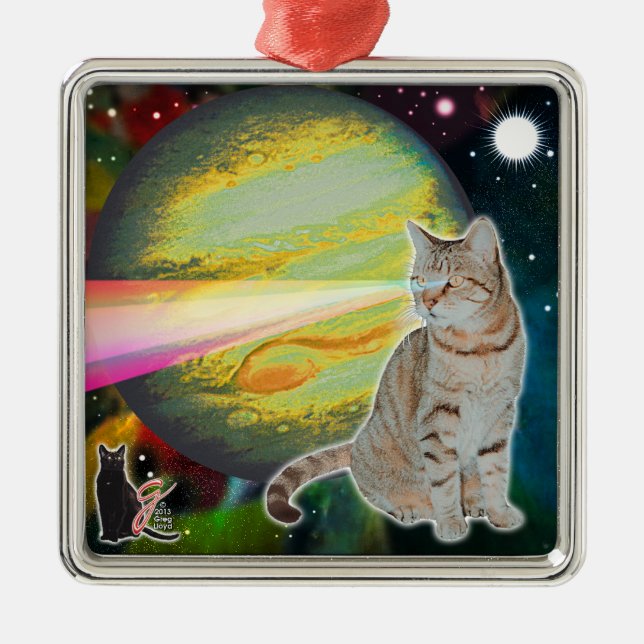 Metal Ornamento de corpos de gatos-laser (Frente)