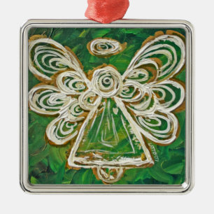 Metal Ornamento de Feriados de Anjo do Guardião Verde
