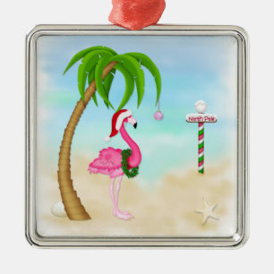 Metal Ornamento de Férias Tropicais Flamingo Rosa