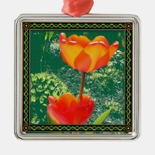 Metal Ornamento de Flor Laranja