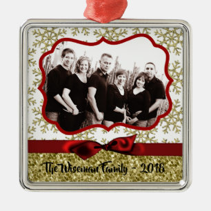 Metal Ornamento de FOTO Snowfla Dourado de Natal Persona