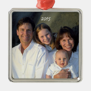 Metal Ornamento de Fotos da Família de Natal prata ao qu