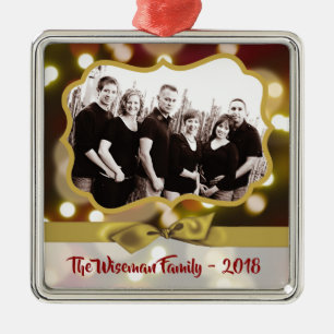 Metal Ornamento de FOTOS Dourada de Natal Personalizado
