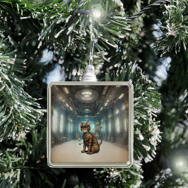 Metal Ornamento de Gato Steampunk AI