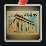 Metal Ornamento de Grécia de Atenas<br><div class="desc">Um ornamento Atenas legal,  estilo vintage,  que apresenta ruínas gregas de Parténon.</div>
