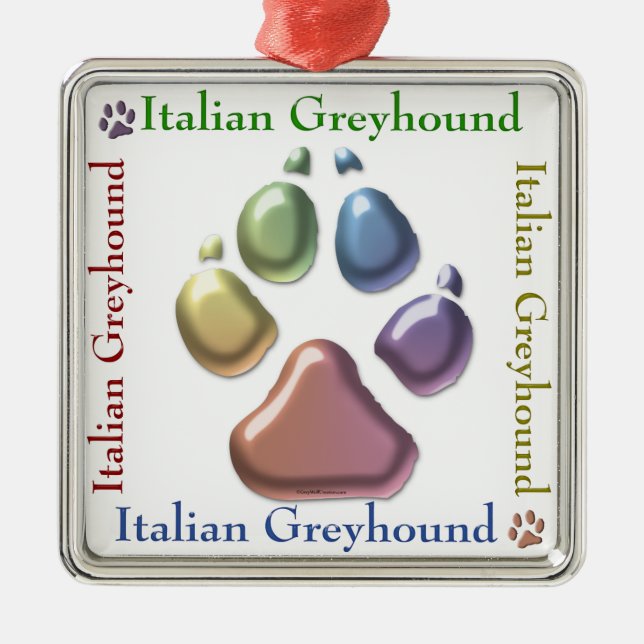Metal Ornamento de Greyhound Italiano (Frente)