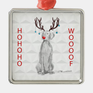 METAL ORNAMENTO DE HOHOHOWOOOF WEIMARANER