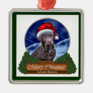 Metal Ornamento de labrador retriever do chocolate