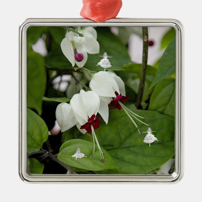 Metal Ornamento de Lâminas Brancas Láteas (Frente)