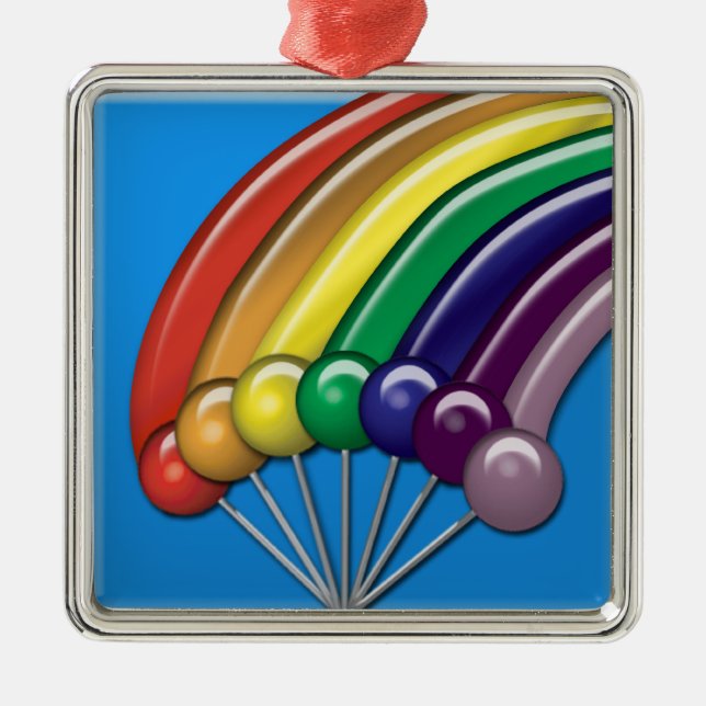 Metal Ornamento de Lollipops e Rainbows (Frente)