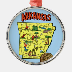 Metal Ornamento de Mapa do Arkansas do Vintage
