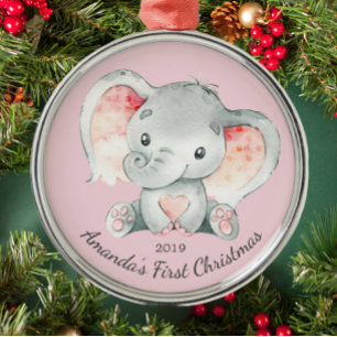 Metal Ornamento de Natal das Meninas de Elefante Bonito