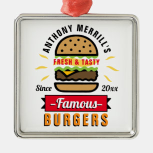 Metal Ornamento de Nomes Personalizados de Burgers Engra