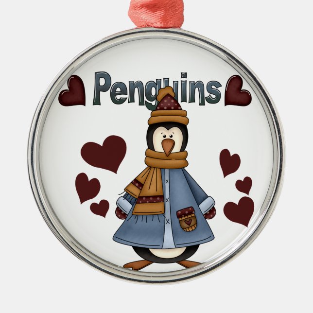 Metal Ornamento de Pinguin Heart Keepsasaes (Frente)