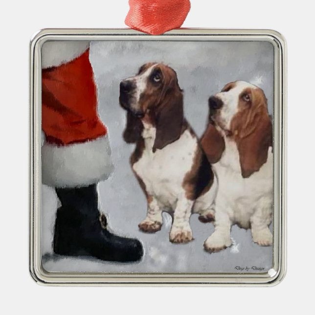 Metal Ornamento de Presentes de Natal de Caça-Basset (Frente)