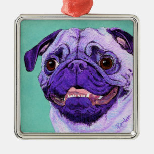 Metal Ornamento de Purple Pug