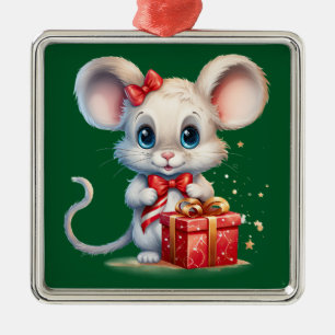 Metal Ornamento de Rato de Natal Bonito
