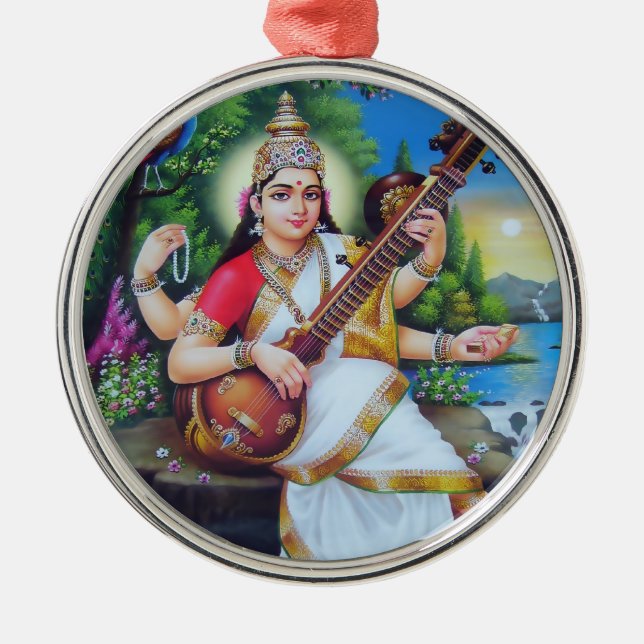 Metal Ornamento de Saraswati - versão 3 (Frente)