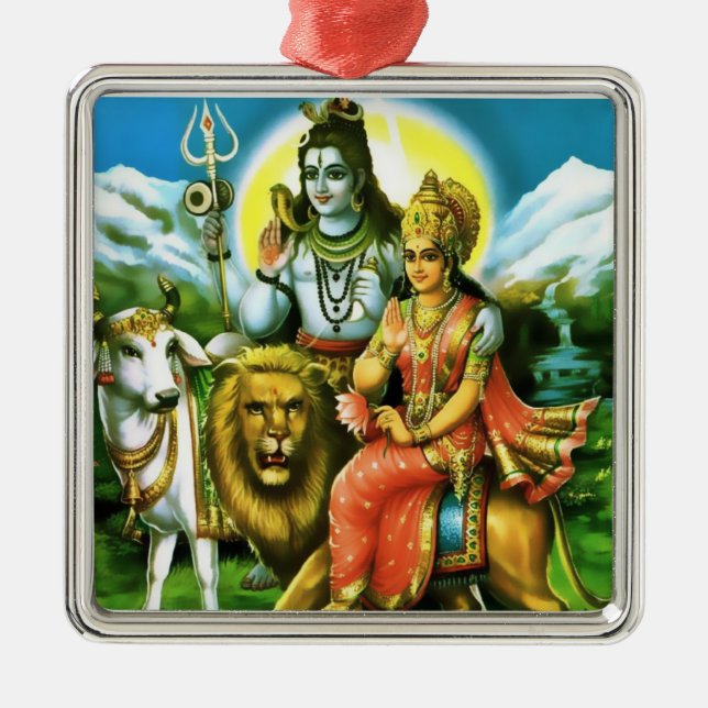 Metal Ornamento de Shiva & de Parvati (Frente)