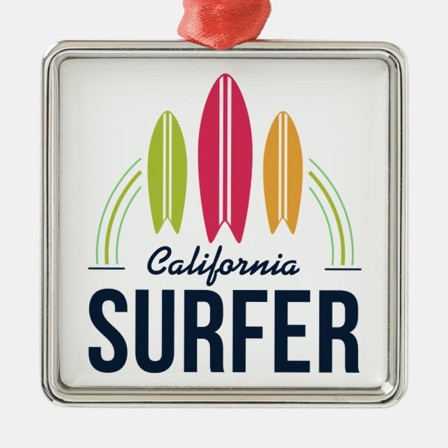 Metal Ornamento de Surfer de Localização Personalizada (Frente)