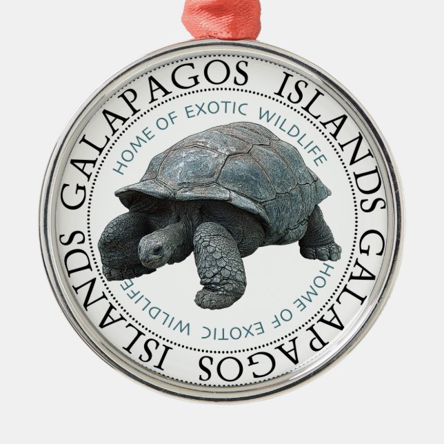 Metal Ornamento de Tartaruga das Ilhas Galápagos (Frente)