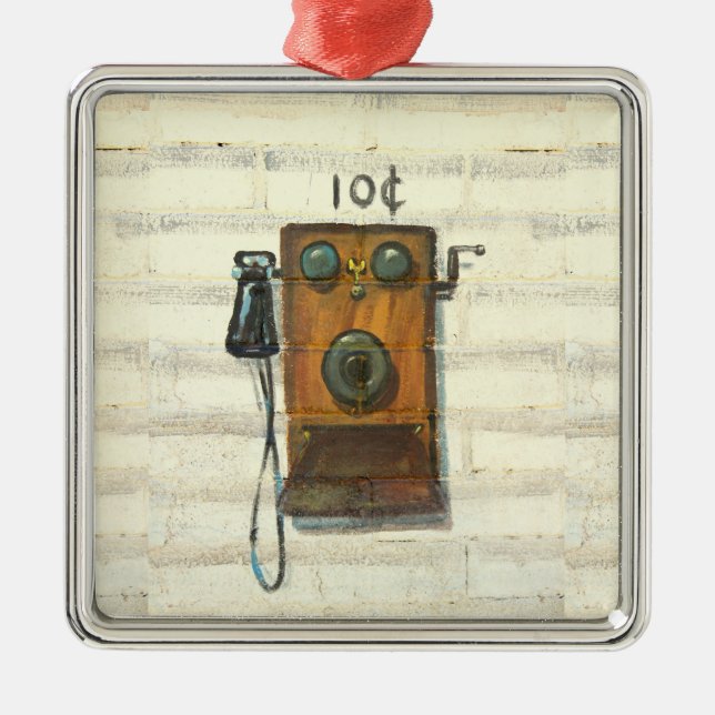 Metal ornamento de telefone de parede antigo (Frente)