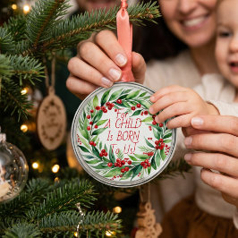 Metal Ornamento de Tipografia Vermelha Simples de Natal 