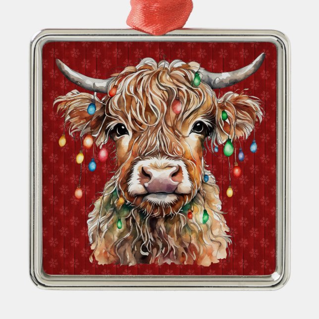 Metal Ornamento de Vaca em Highland (Frente)