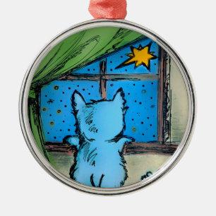 Metal Ornamento de Westie - primeiros estrela/Natal