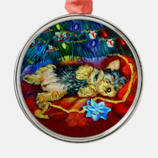 Metal Ornamento de Yorkshire Terrier Premium Round