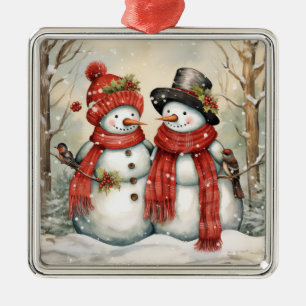 Metal Ornamento do Casal de Neve