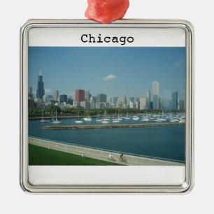 Metal Ornamento do feriado da skyline de Chicago