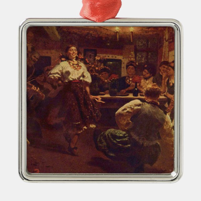 Metal Ornamento do Partido da Dança de Natal Ucraniano (Frente)