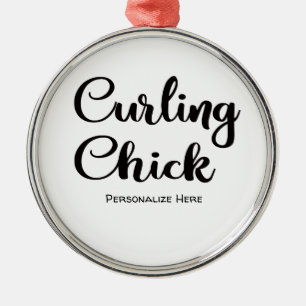 Metal Ornamento do Pintinho de Curling