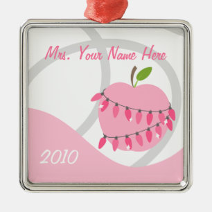 Metal Ornamento do professor - Apple & luzes de Natal