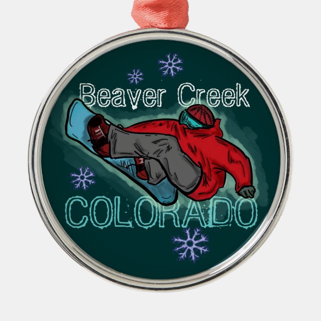 Metal Ornamento do snowboarder de Colorado do Beaver (Frente)