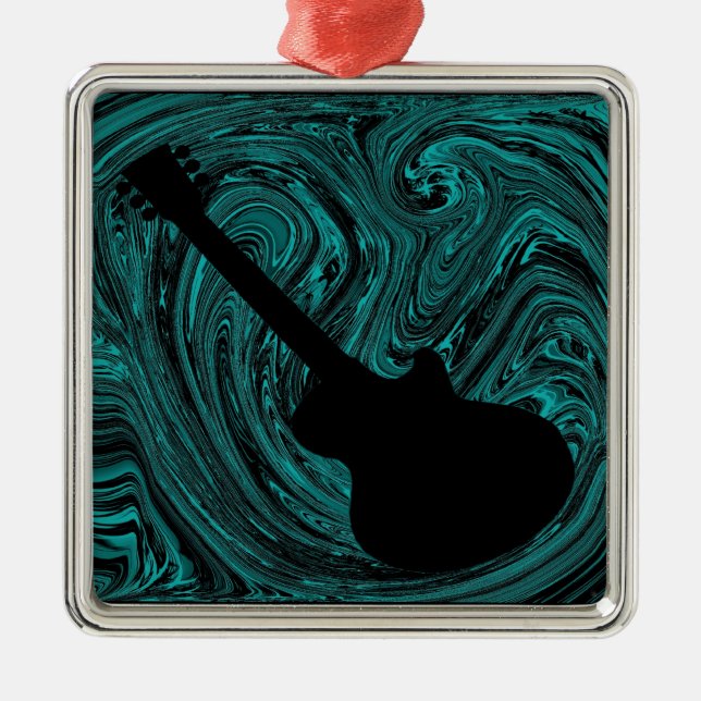 Metal Ornamento do Violão de abstrato, Teal (Frente)